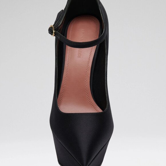 Yigit Pump Black Satin 39 EU 8.5 Amina Muaddi BRAND NEW in box dust bag RHoBH - Picture 5 of 11